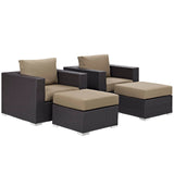 Convene Espresso/Mocha 4 Piece Outdoor Patio Sectional Set - Ornate Home