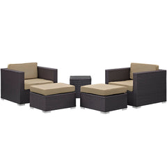 Convene Espresso/Mocha 5 Piece Outdoor Patio Sectional Set - 55.5x87.5" - Ornate Home