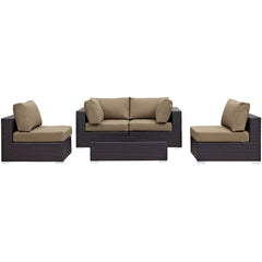 Convene Espresso/Mocha 5 Piece Outdoor Patio Sectional Set - 67x134" - Ornate Home