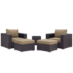 Convene Espresso/Mocha 5 Piece Outdoor Patio Sectional Set - 70x92.5" - Ornate Home