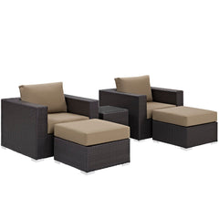 Convene Espresso/Mocha 5 Piece Outdoor Patio Sectional Set - 70x92.5" - Ornate Home