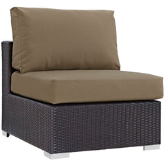 Convene Espresso/Mocha 5 Piece Outdoor Patio Sectional Set - 98.5x98.5" - Ornate Home