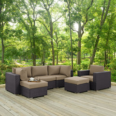 Convene Espresso/Mocha 6 Piece Outdoor Patio Sectional Set - Ornate Home