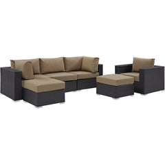 Convene Espresso/Mocha 6 Piece Outdoor Patio Sectional Set - Ornate Home
