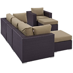 Convene Espresso/Mocha 6 Piece Outdoor Patio Sectional Set - Ornate Home
