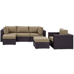 Convene Espresso/Mocha 6 Piece Outdoor Patio Sectional Set - Ornate Home