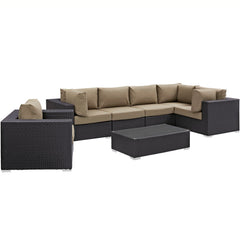 Convene Espresso/Mocha 7 Piece Outdoor Patio Sectional Set - 67x167.5" - Ornate Home