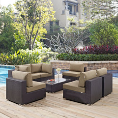 Convene Espresso/Mocha 7 Piece Outdoor Patio Sectional Set - 67x201" - Ornate Home
