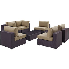 Convene Espresso/Mocha 7 Piece Outdoor Patio Sectional Set - 67x201" - Ornate Home