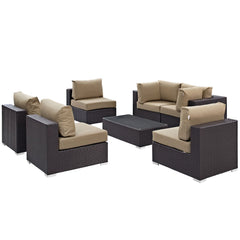 Convene Espresso/Mocha 7 Piece Outdoor Patio Sectional Set - 67x201" - Ornate Home