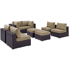 Convene Espresso/Mocha 8 Piece Outdoor Patio Sectional Set - 64x197.50" - Ornate Home