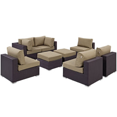 Convene Espresso/Mocha 8 Piece Outdoor Patio Sectional Set - 64x197.50" - Ornate Home