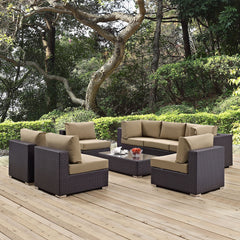 Convene Espresso/Mocha 8 Piece Outdoor Patio Sectional Set - 64x226" - Ornate Home