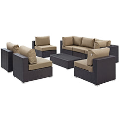 Convene Espresso/Mocha 8 Piece Outdoor Patio Sectional Set - 64x226" - Ornate Home