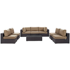 Convene Espresso/Mocha 8 Piece Outdoor Patio Sectional Set - 64x226" - Ornate Home