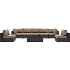 Convene Espresso/Mocha 8 Piece Outdoor Patio Sectional Set - 64x226" - Ornate Home
