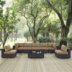 Convene Espresso/Mocha 8 Piece Outdoor Patio Sectional Set - 64x226" - Ornate Home