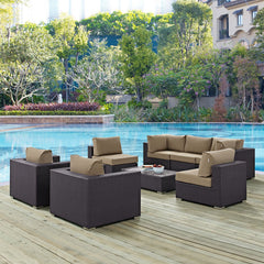 Convene Espresso/Mocha 8 Piece Outdoor Patio Sectional Set - 98.5x113.5" - Ornate Home