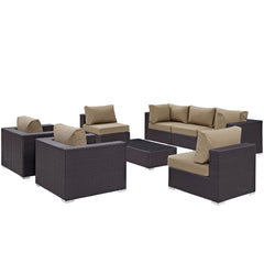 Convene Espresso/Mocha 8 Piece Outdoor Patio Sectional Set - 98.5x113.5" - Ornate Home