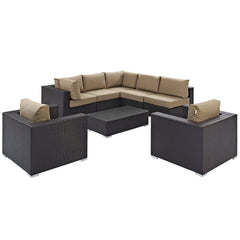 Convene Espresso/Mocha 8 Piece Outdoor Patio Sectional Set - 98.5x113.5" - Ornate Home