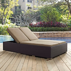 Convene Espresso/Mocha Double Outdoor Patio Chaise - Ornate Home