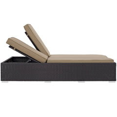 Convene Espresso/Mocha Double Outdoor Patio Chaise - Ornate Home