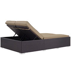 Convene Espresso/Mocha Double Outdoor Patio Chaise - Ornate Home