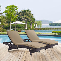 Convene Espresso/Mocha Outdoor Patio Chaise (Set of 2) - Ornate Home