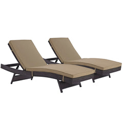 Convene Espresso/Mocha Outdoor Patio Chaise (Set of 2) - Ornate Home