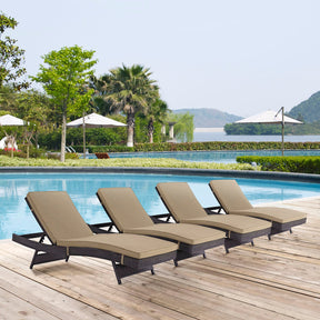 Convene Espresso/Mocha Outdoor Patio Chaise (Set of 4) - Ornate Home