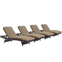 Convene Espresso/Mocha Outdoor Patio Chaise (Set of 4) - Ornate Home