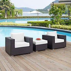 Convene Espresso/White 3 Piece Outdoor Patio Sofa Set - Ornate Home