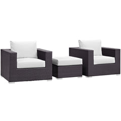 Convene Espresso/White 3 Piece Outdoor Patio Sofa Set - Ornate Home