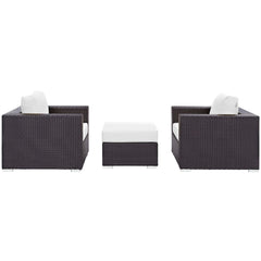 Convene Espresso/White 3 Piece Outdoor Patio Sofa Set - Ornate Home