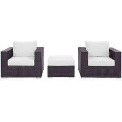 Convene Espresso/White 3 Piece Outdoor Patio Sofa Set - Ornate Home