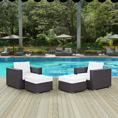 Convene Espresso/White 4 Piece Outdoor Patio Sectional Set - Ornate Home