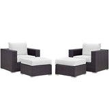 Convene Espresso/White 4 Piece Outdoor Patio Sectional Set - Ornate Home