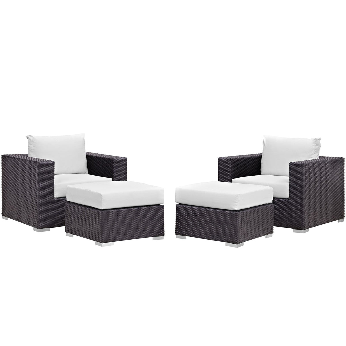 Convene Espresso/White 4 Piece Outdoor Patio Sectional Set - Ornate Home