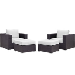 Convene Espresso/White 4 Piece Outdoor Patio Sectional Set - Ornate Home