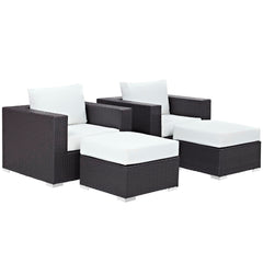 Convene Espresso/White 4 Piece Outdoor Patio Sectional Set - Ornate Home