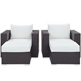 Convene Espresso/White 4 Piece Outdoor Patio Sectional Set - Ornate Home