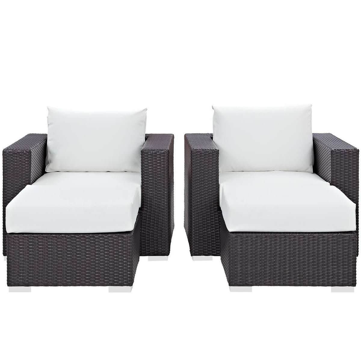 Convene Espresso/White 4 Piece Outdoor Patio Sectional Set - Ornate Home