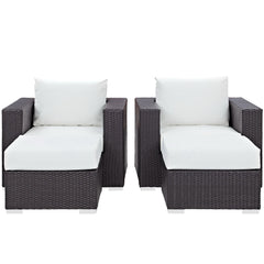 Convene Espresso/White 4 Piece Outdoor Patio Sectional Set - Ornate Home