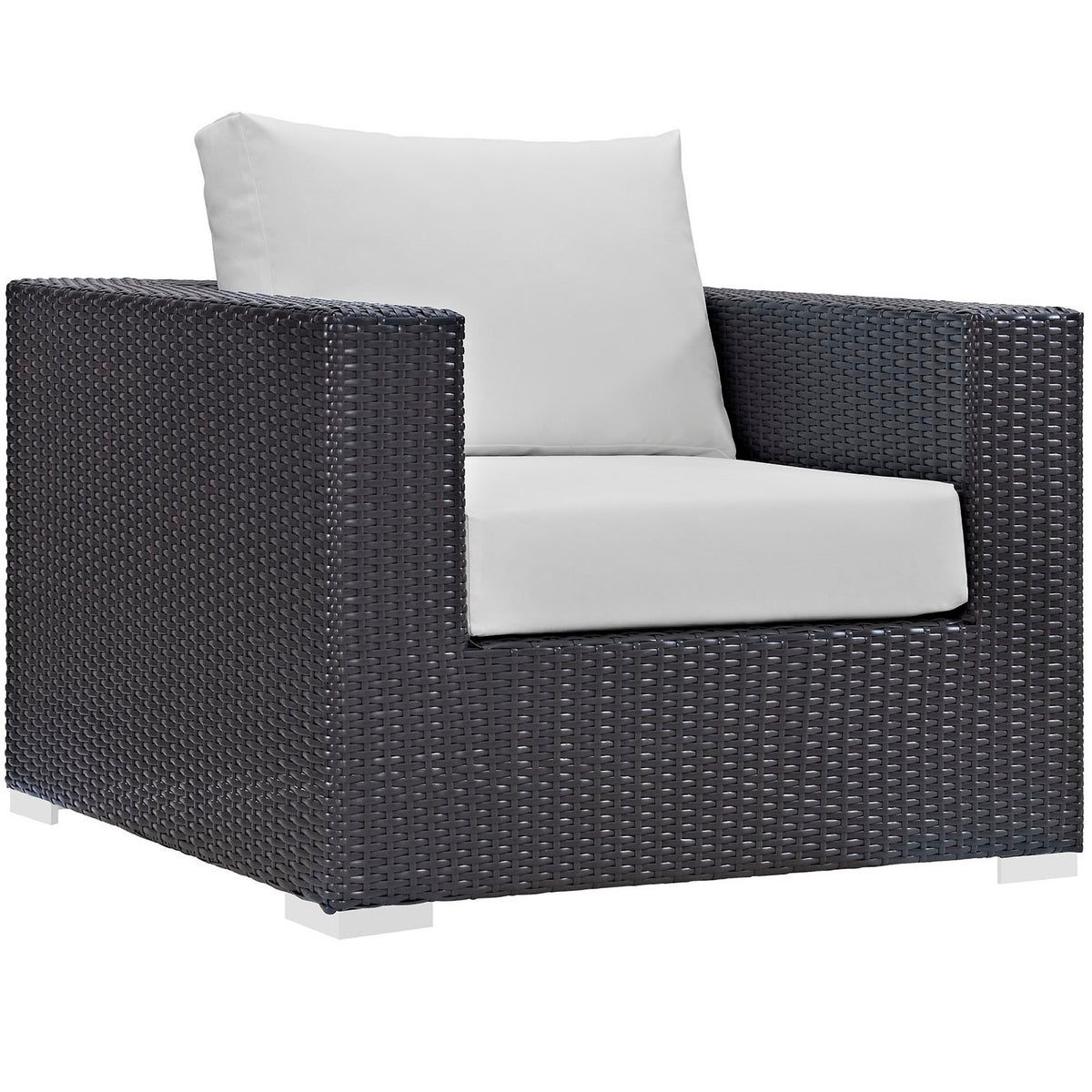 Convene Espresso/White 4 Piece Outdoor Patio Sectional Set - Ornate Home