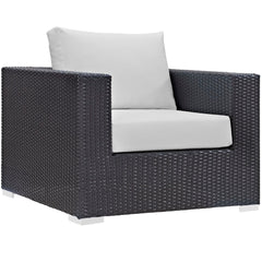 Convene Espresso/White 4 Piece Outdoor Patio Sectional Set - Ornate Home