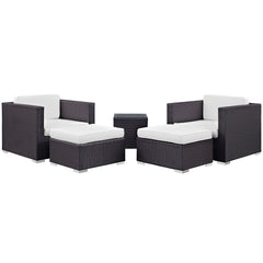 Convene Espresso/White 5 Piece Outdoor Patio Sectional Set - 55.5x87.5" - Ornate Home