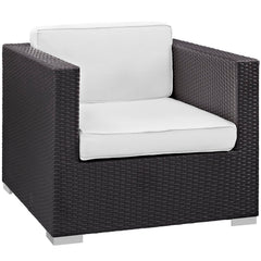 Convene Espresso/White 5 Piece Outdoor Patio Sectional Set - 55.5x87.5" - Ornate Home