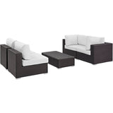 Convene Espresso/White 5 Piece Outdoor Patio Sectional Set - 67x134" - Ornate Home