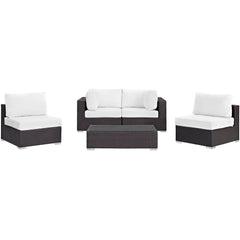 Convene Espresso/White 5 Piece Outdoor Patio Sectional Set - 67x134" - Ornate Home