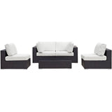 Convene Espresso/White 5 Piece Outdoor Patio Sectional Set - 67x134" - Ornate Home